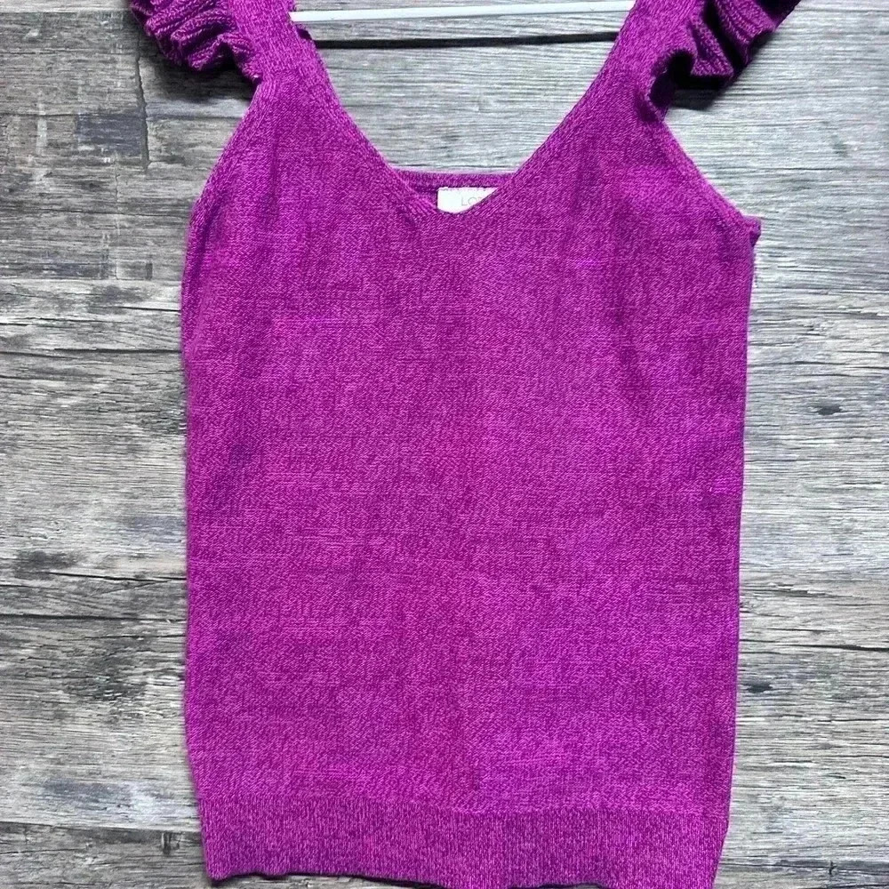 LOFT Purple Tank Top with Ruffled Straps
